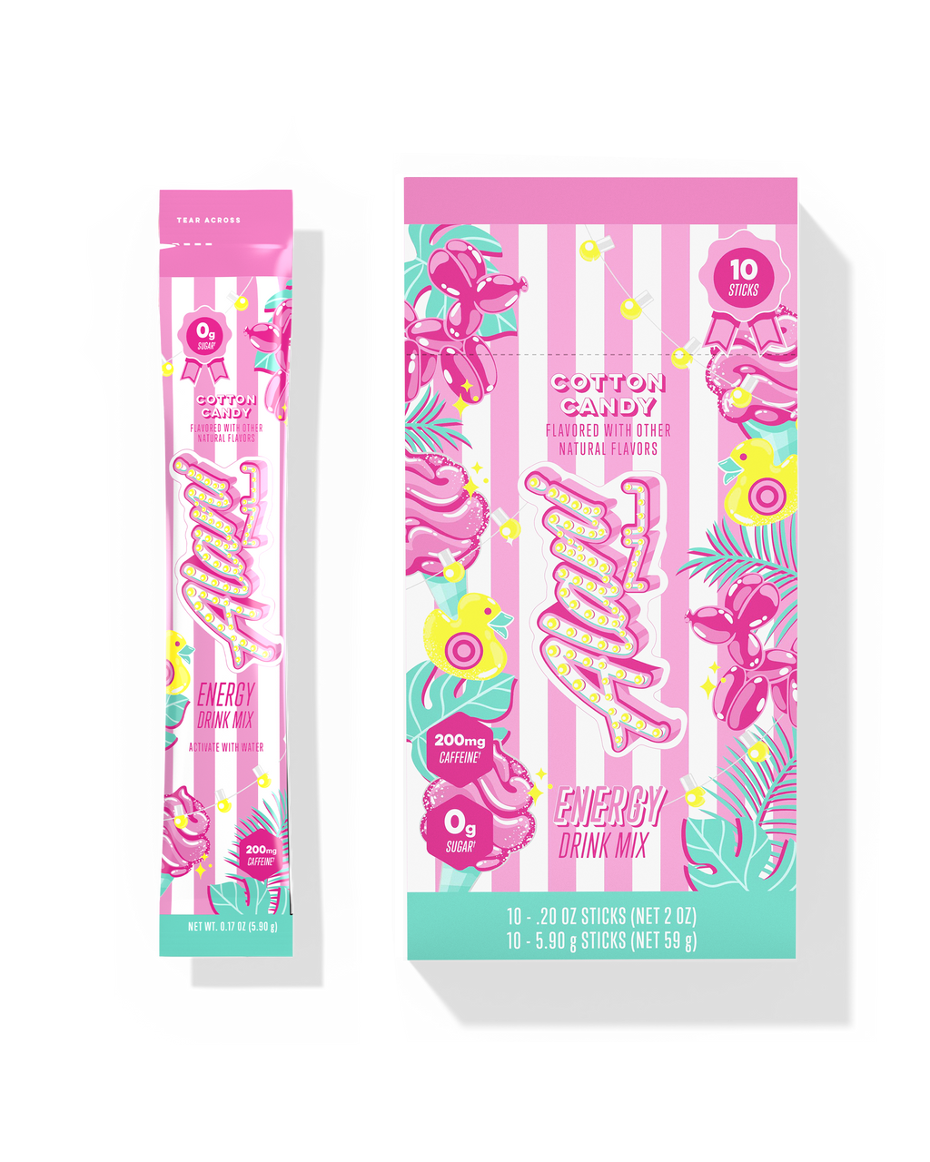 Energy Sticks - Cotton Candy - Morning Ready Pre Workout Drink Mix