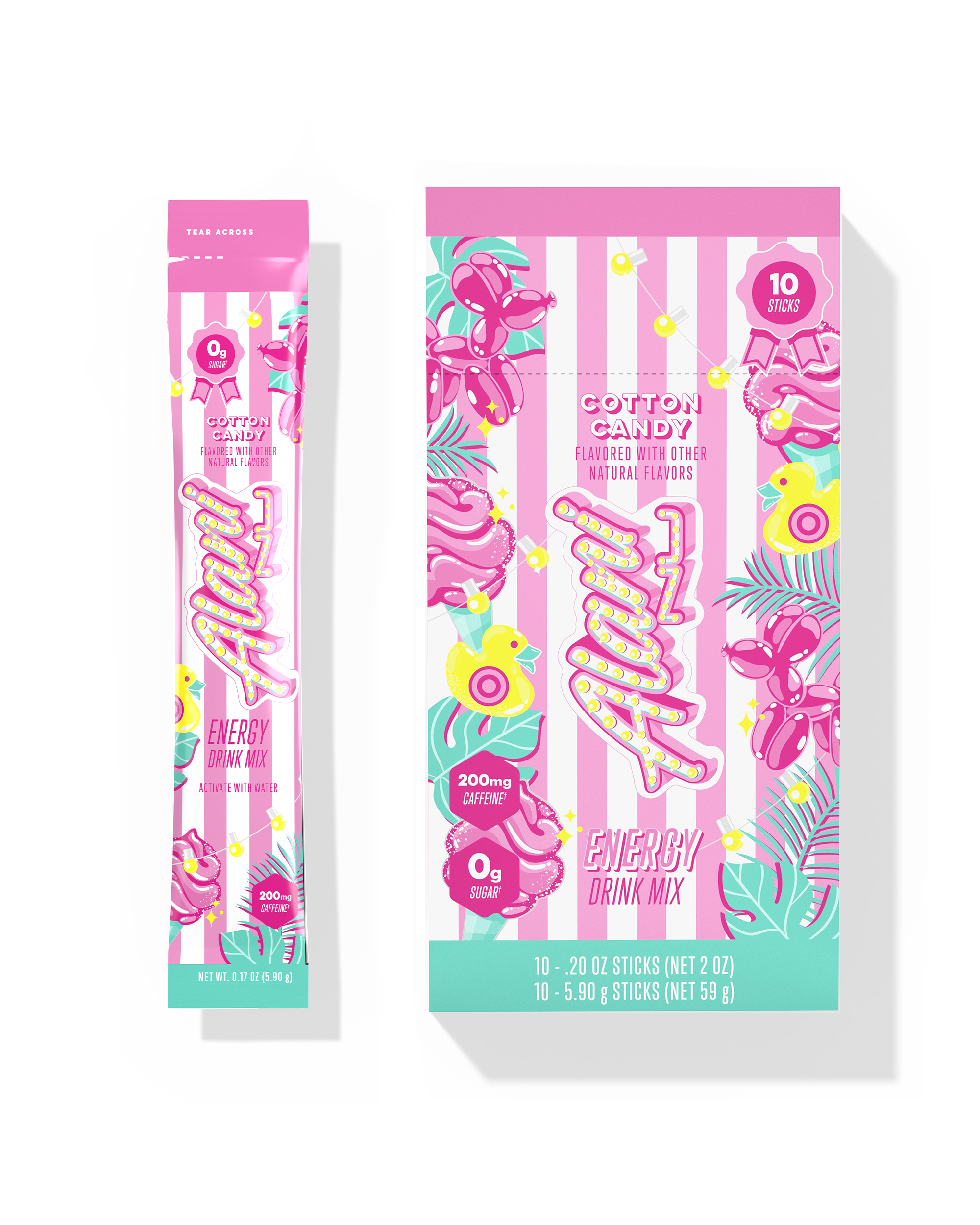 Energy Sticks - Cotton Candy - Morning Ready Pre Workout Drink Mix