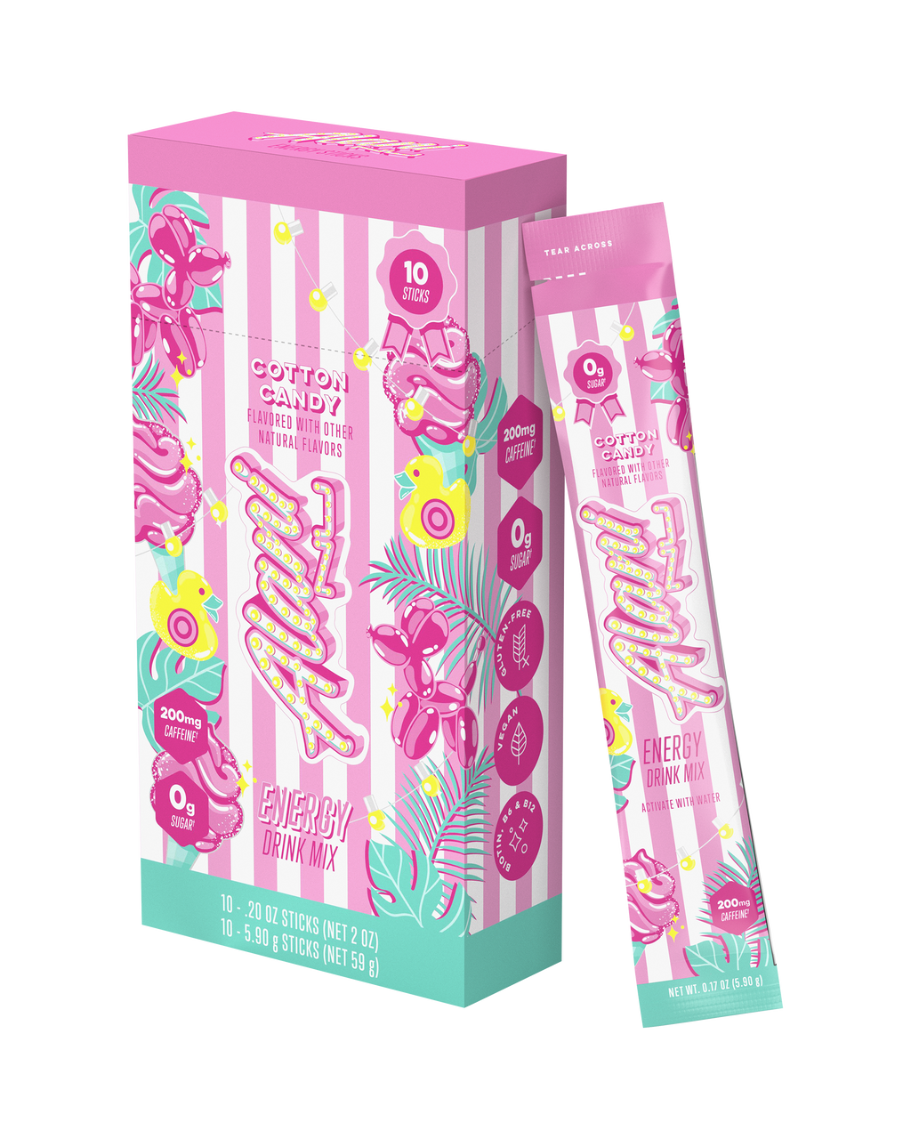 Energy Sticks - Cotton Candy - Morning Ready Pre Workout Drink Mix
