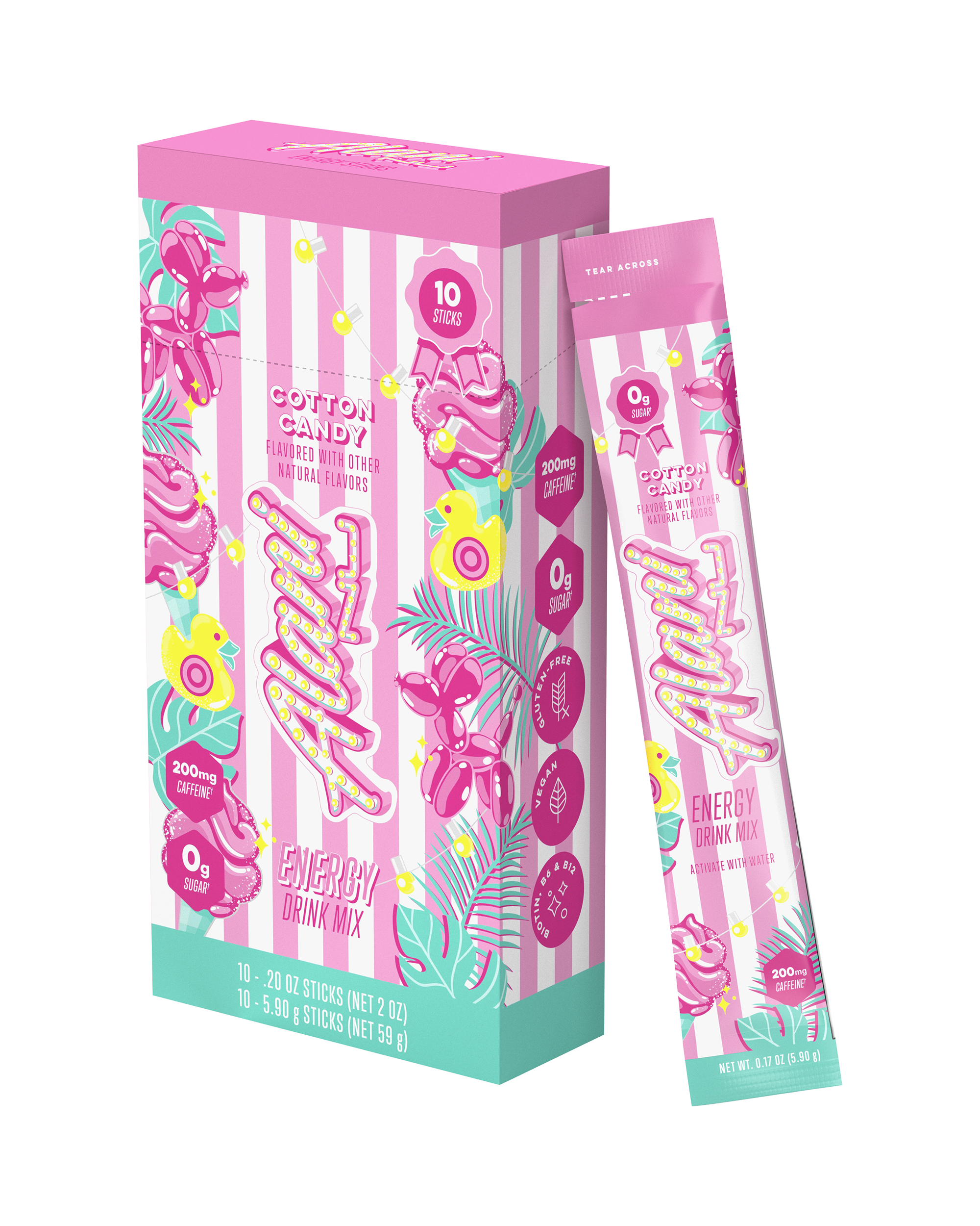 Energy Sticks - Cotton Candy - Morning Ready Pre Workout Drink Mix