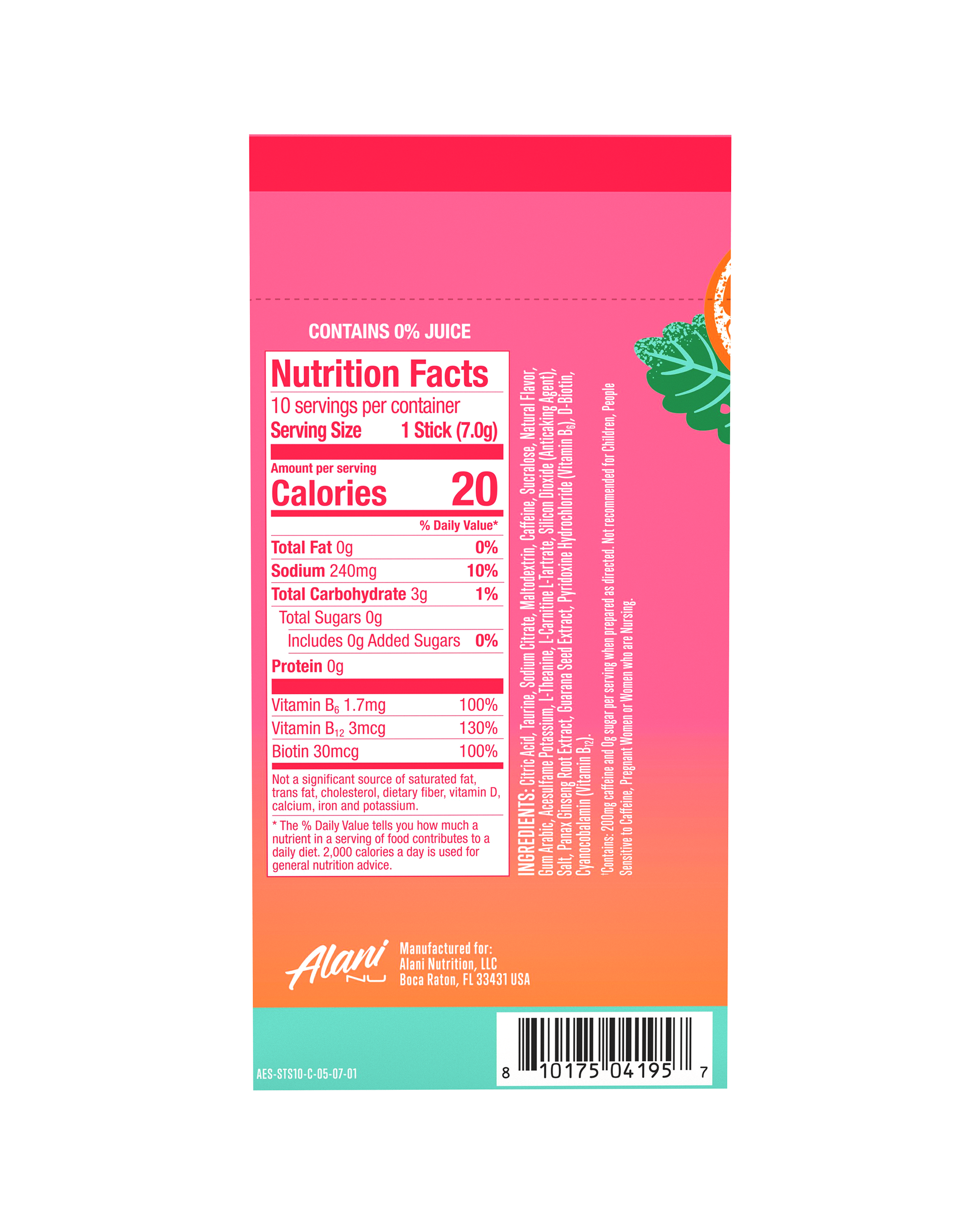 Energy Sticks - Strawberry Sunrise - Clean Taste Shaker Cup Drink