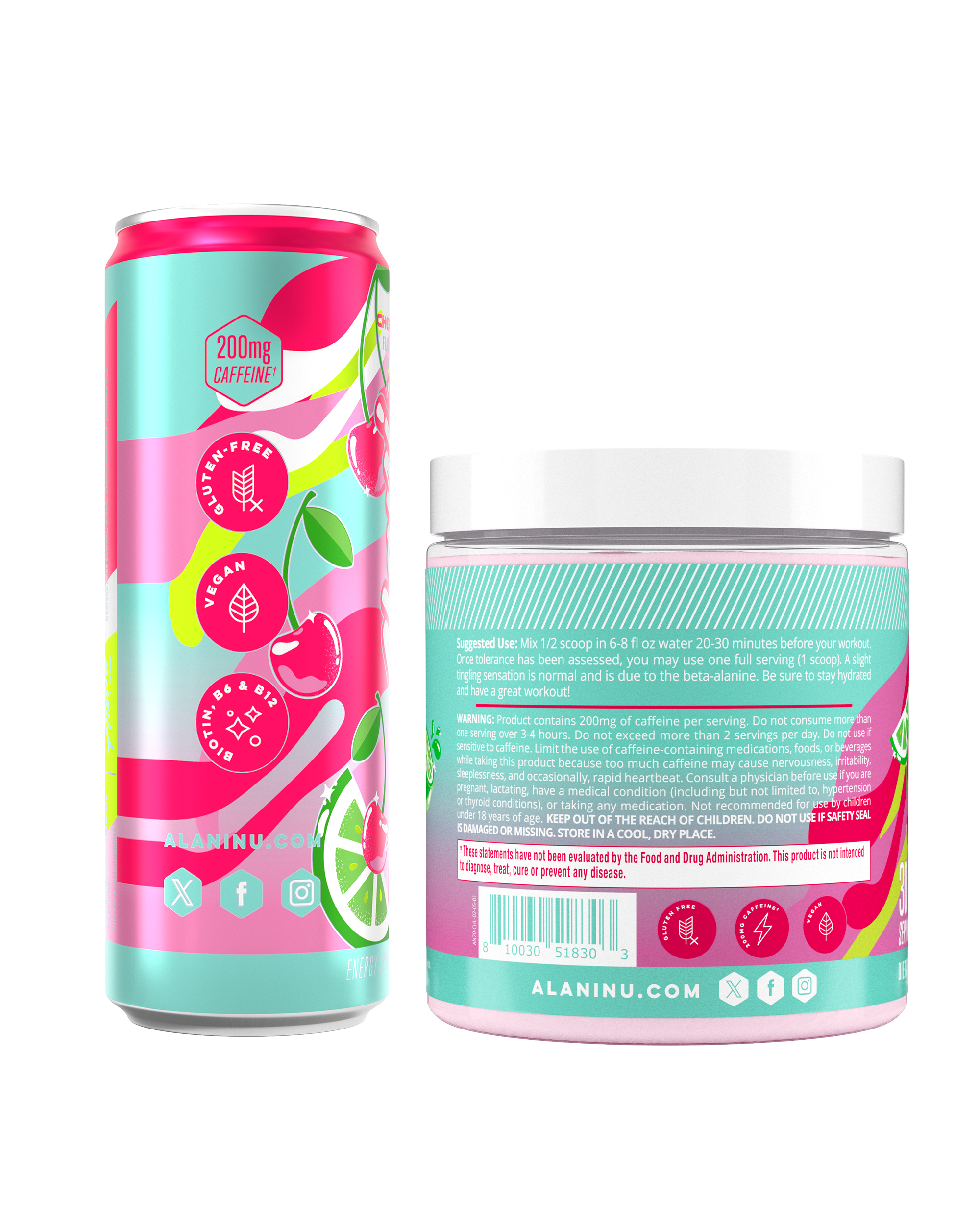 Energy Drink & Pre-Workout - Cherry Twist - Sparkling Drink Powder