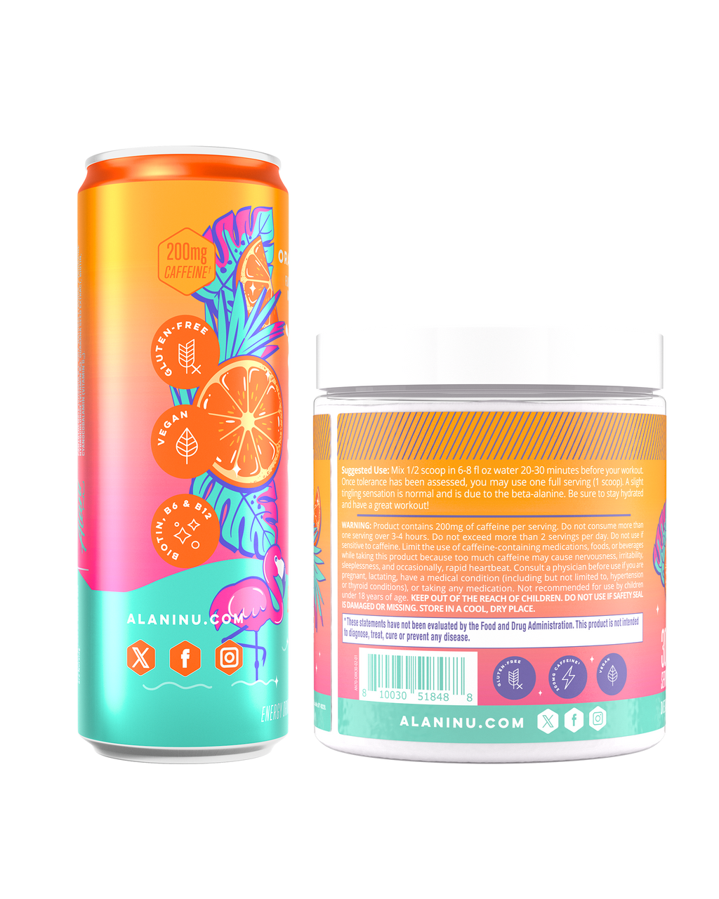Energy Drink & Pre-Workout - Orange Kiss - Clean Taste Fitness Drink Mix
