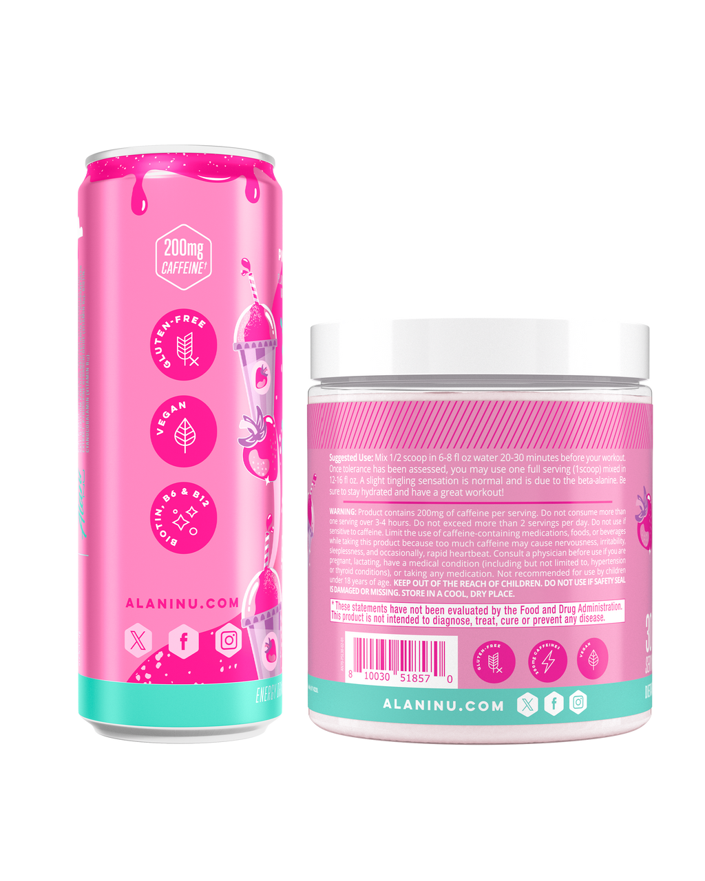Energy Drink & Pre-Workout - Pink Slush - Smooth Gym Drink Mix
