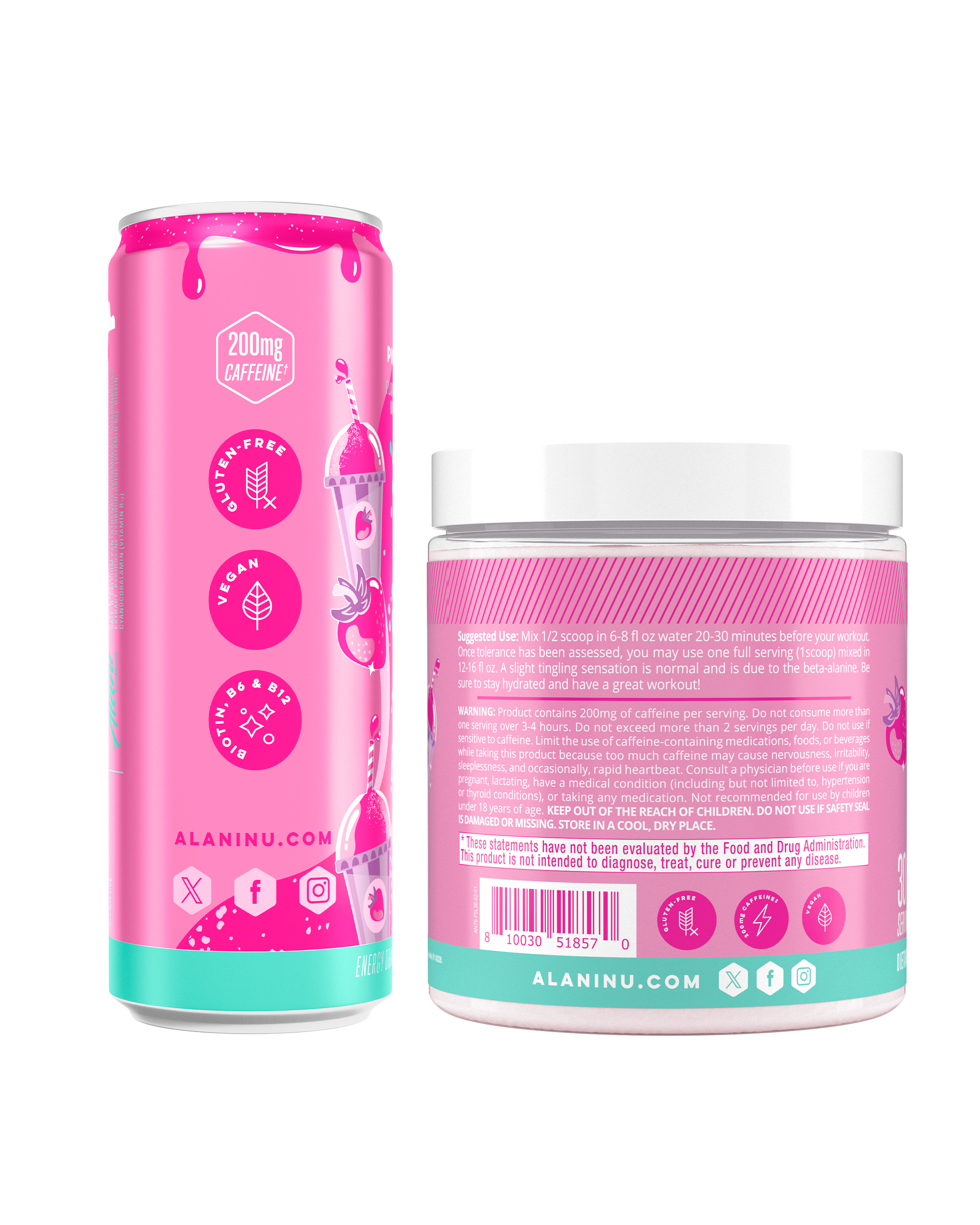 Energy Drink & Pre-Workout - Pink Slush - Smooth Gym Drink Mix
