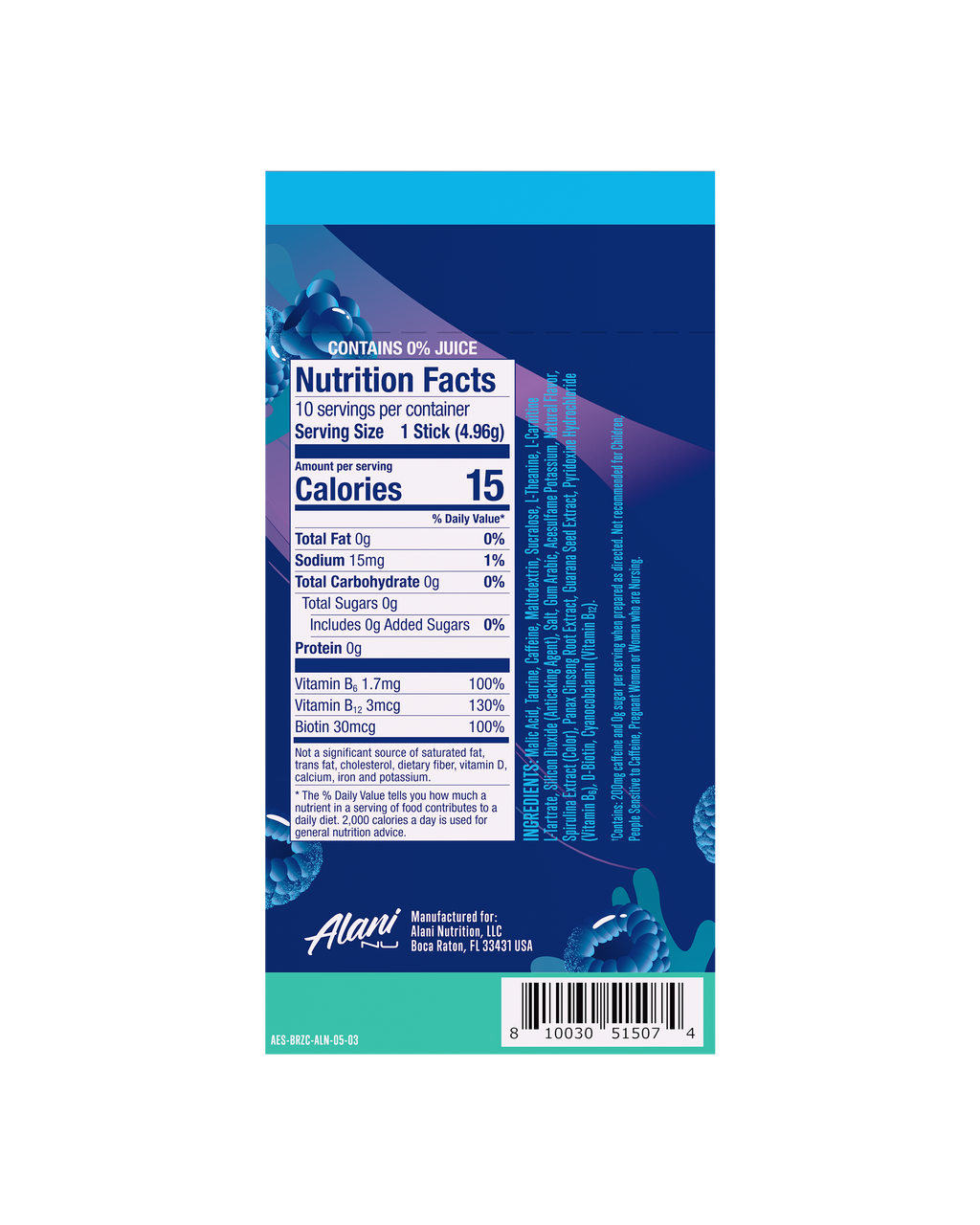 Energy Sticks - Breezeberry - Bottle Ready Electrolyte Drink Mix