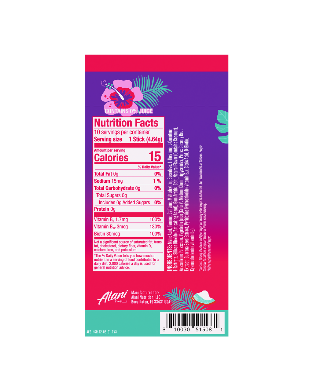 Energy Sticks - Hawaiian Shaved Ice - Morning Ready Drink Mix