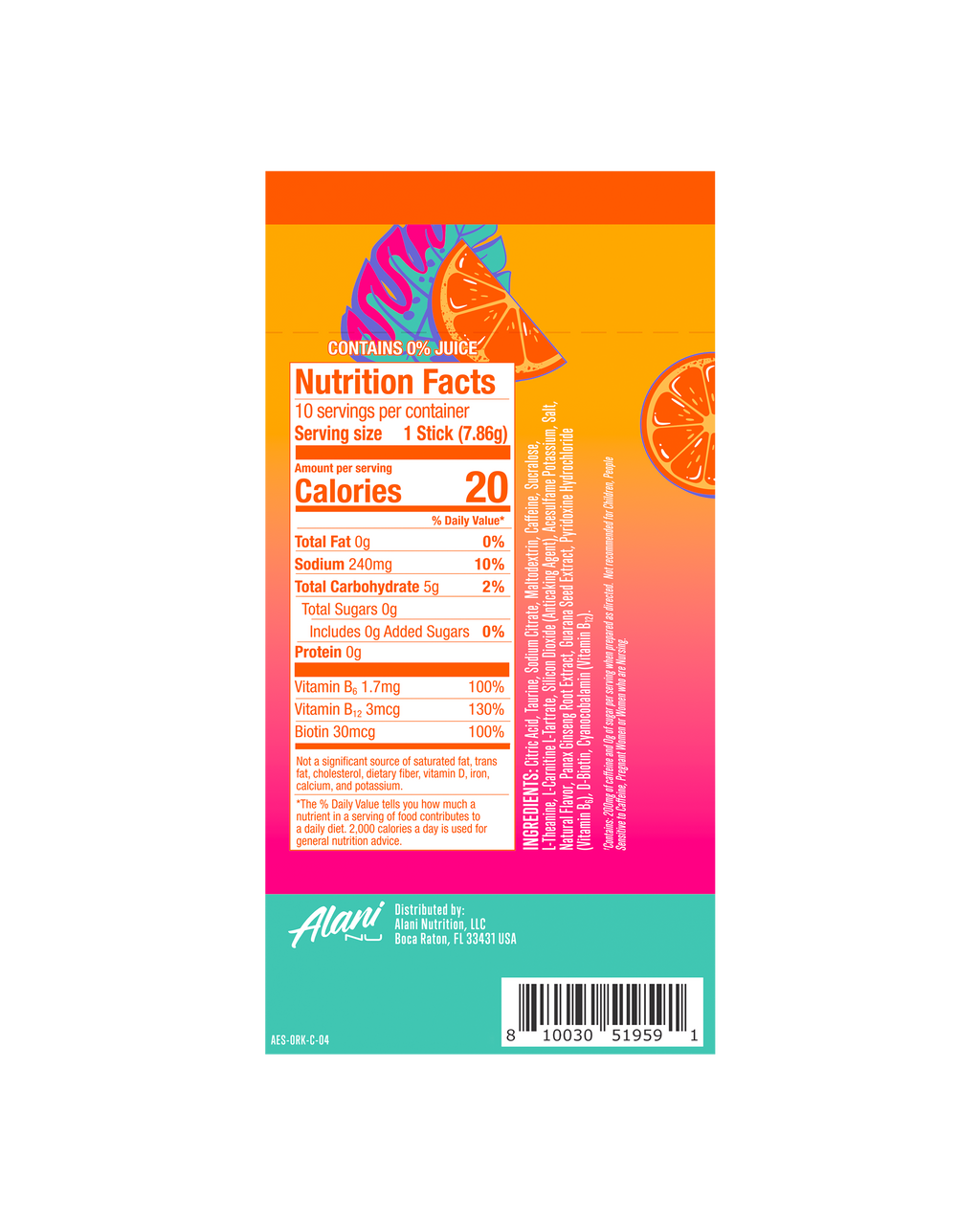 Energy Sticks - Orange Kiss - Flavor First Pre Workout Drink Mix
