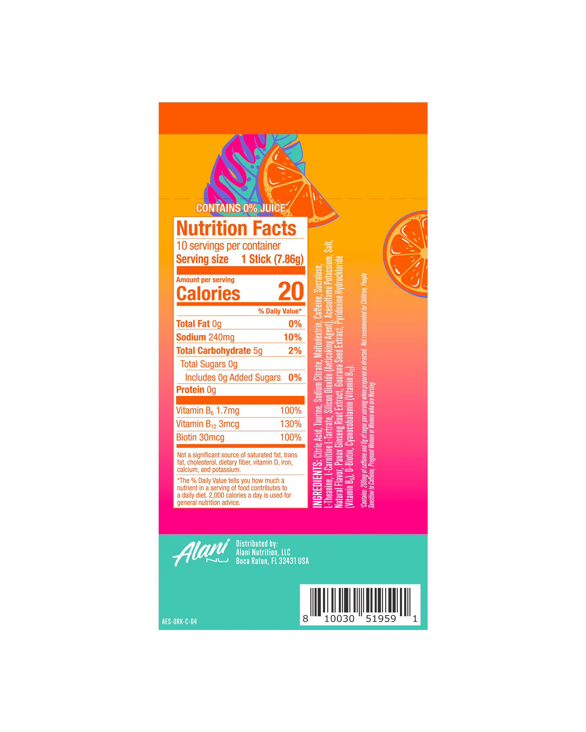 Energy Sticks - Orange Kiss - Flavor First Pre Workout Drink Mix